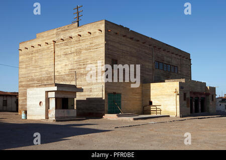 Chile, Atacama desert, Humberstone and Santa Laura former Saltpeter Works, theatre exterior in abandoned nitrate town Stock Photo