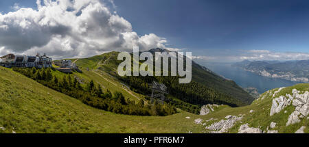 panorama over lake garda from the summit of monte baldo Stock Photo