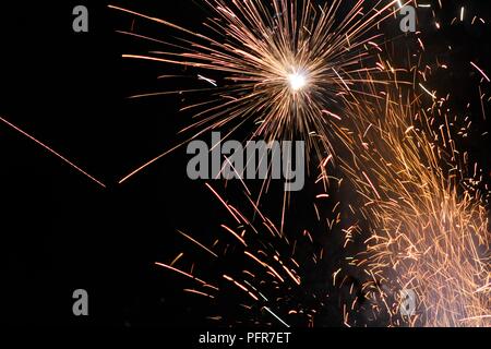 Fireworks Long Exposure Stock Photo