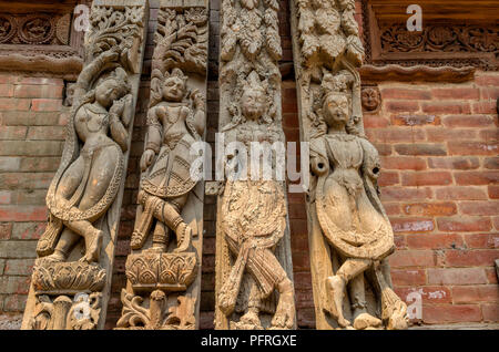 Nepalese Craft and architecture of Basantapur Durbar at Kathmandu Durbar Square, Nepal - Basantapur Durbar also called Nau-talle Durbar was built by K Stock Photo