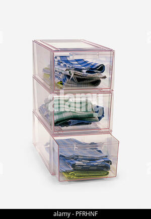 Clear Plastic Stacking Boxes With Drawers For Storing Fabrics