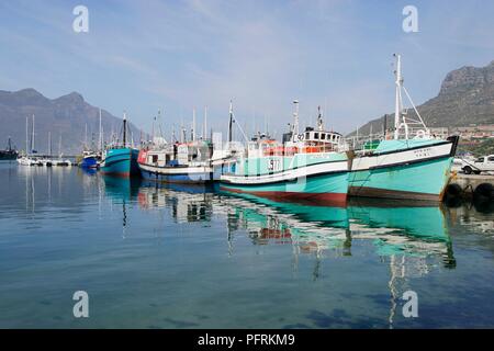 South Africa, Cape Town, fishing boats moored in Hout Bay harbour Stock Photo