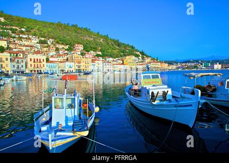 The Harbour at Gytheio, Mani Peninsula, The Peloponnese, Greece, Southern Europe Stock Photo