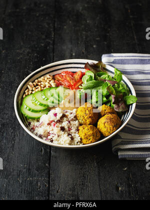 Power Bowls - Sweetpotato falafal & Cauliflower rice Stock Photo