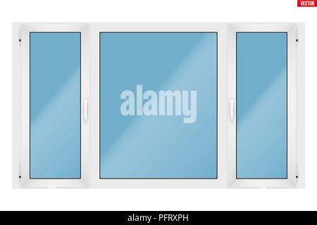 PVC window with three sash Stock Vector