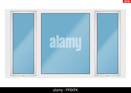 PVC window with three sash Stock Vector
