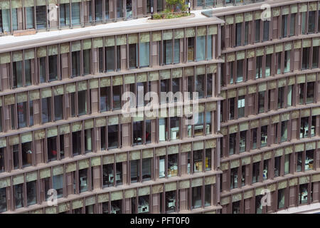 August 2017 - aerial view of windows of an office building in London, UK, the leading commercial center and business capital of Europe Stock Photo