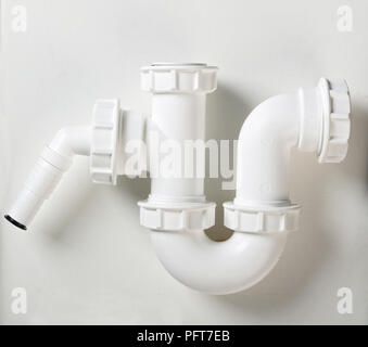 Double inlet trap for sink and washing machine Stock Photo