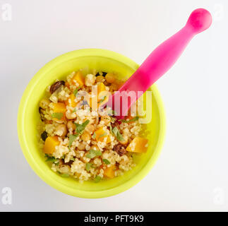 Wholegrain salad with butternut squash and chick peas, baby food Stock Photo