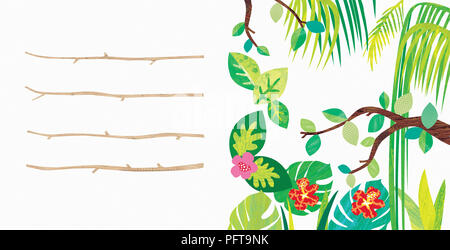 Illustration, tree branches, leaves and twigs Stock Photo