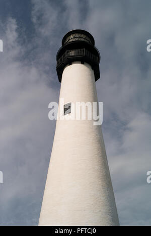 Cape Florida Lighthouse, Black and White Beacon in Florida, United States Stock Photo