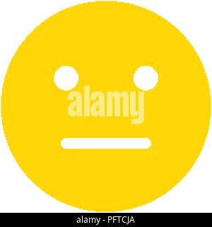Neutral emoji anthropomorphic face. Yellow smile isolated on a white background Stock Vector