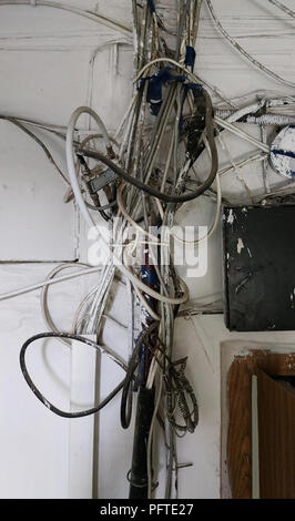 tangled internet wires Stock Photo