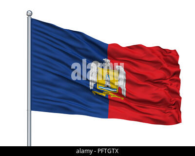 Valparaiso City Flag On Flagpole, Chile, Isolated On White Background Stock Photo