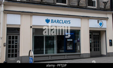 Stirling, United Kingdom - August 11 2018:   The front of Barclays Bank branch in Murray Place Stock Photo