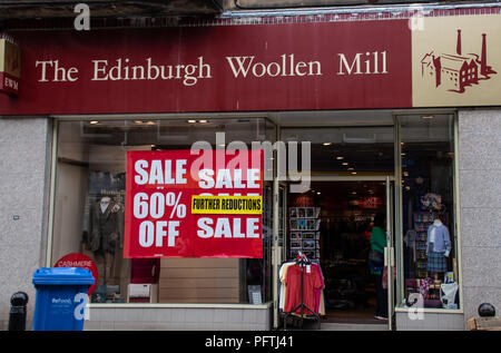 Stirling, United Kingdom - August 11 2018:   The front of Edinburgh Woollen mill store in Murray Place Stock Photo