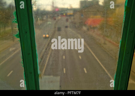 elevated pedestrian crossing in Moscow, Moscow ring road Stock Photo