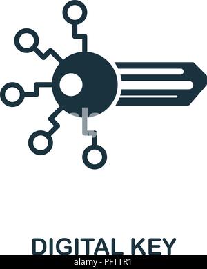 Digital Key icon. Monochrome style design from crypto currency collection. UI. Pixel perfect simple pictogram digital key icon. Web design, apps, soft Stock Vector