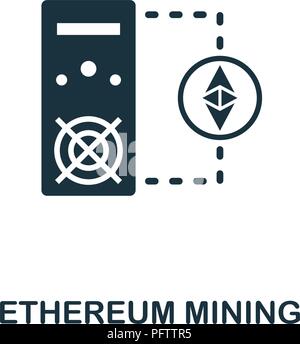 Ethereum Mining icon. Monochrome style design from crypto currency collection. UI. Pixel perfect simple pictogram ethereum mining icon. Web design, ap Stock Vector