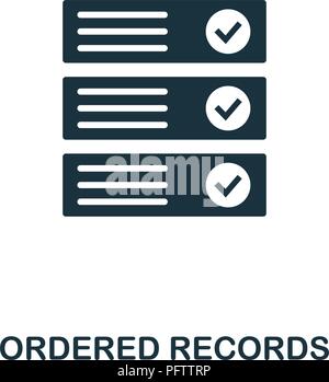 Ordered Records icon. Monochrome style design from crypto currency collection. UI. Pixel perfect simple pictogram ordered records icon. Web design, ap Stock Vector