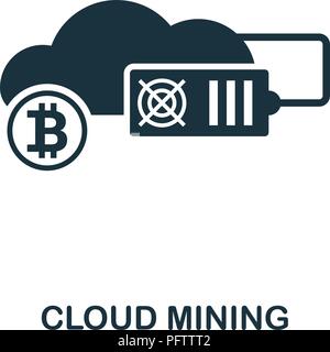 Cloud Mining icon. Monochrome style design from crypto currency collection. UI. Pixel perfect simple pictogram cloud mining icon. Web design, apps, so Stock Vector