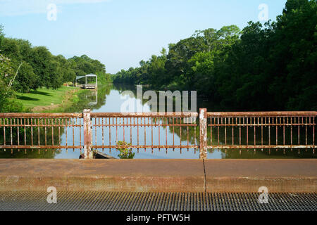 Rusty Steel Bridge over Bayou Teche - Breaux Bridge, Louisiana, USA Stock Photo