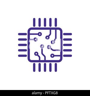 Processor line vector icon for websites and mobile minimalistic design. Mini CPU. Mobile CPU Vector. Phone CPU Illustration. Basic CPU Icon. Editable Stoke. Stock Vector