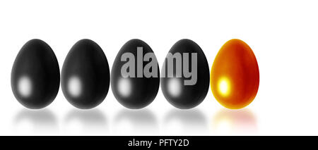 row of colored eggs Stock Photo