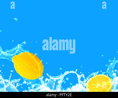 conceptual lemons in splashes Stock Photo