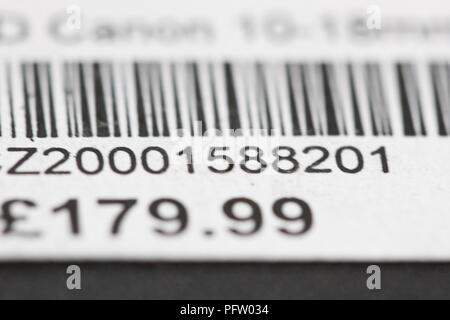 Close up of barcode with Canon Stock Photo