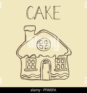 Vector hand drawn Gingerbread house line icon, outline and filled vector sign, linear and full pictogram isolated, logo illustration Stock Vector