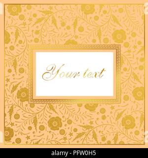 Vector floral card design: garden flower golden poppy. Vector elegance decorative invite postcard elegant illustration Stock Vector