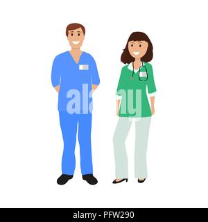 Two doctor in hospital, flat design Stock Vector