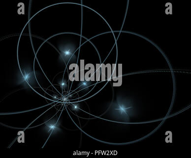 String theory. Physical processes and quantum theory. Quantum entanglement. An abstract computer generated modern fractal design on dark background. A Stock Photo