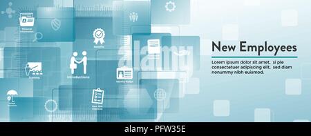 New Employee Hiring Process icon set - handbook, checklist, etc Stock ...