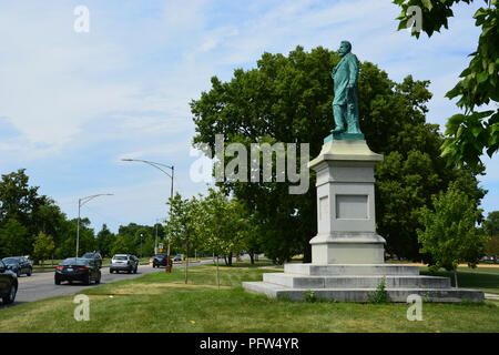 Monument to Fritz Reuter, German writer and political martyr, dedicated May 14, 1893 in Chicago's west side Humboldt Park neighborhood. Stock Photo