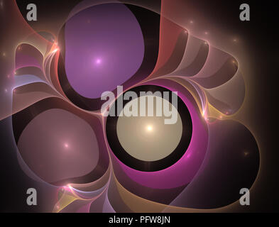 Elementary Particles series. Interplay of abstract fractal forms on the subject of nuclear physics. The collision of elementary particles. Interaction Stock Photo