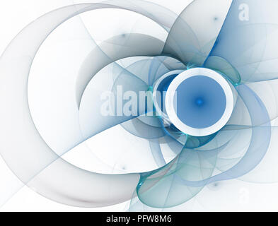 Elementary Particles series. Interplay of abstract fractal forms on the subject of nuclear physics. The collision of elementary particles. Interaction Stock Photo