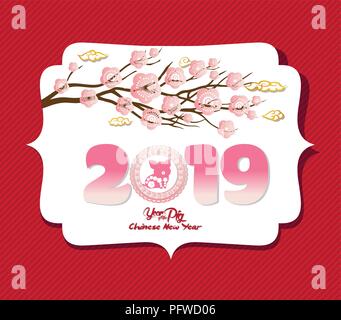 Chinese new year 2019 background design. Year of the pig Stock Vector