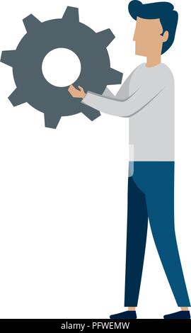 young man lifting gear machine settings Stock Vector Image & Art - Alamy