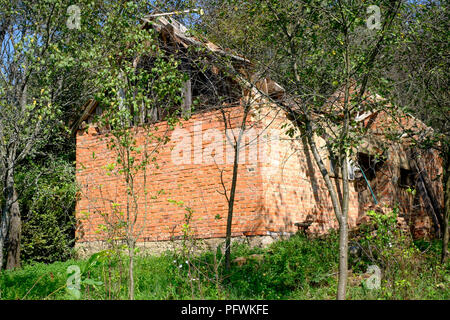 remnants of crumbling neglected summer kitchen outbuilding in a rural village zala county hungary Stock Photo
