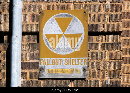 15-03-16 New York, USA. Coney Island. Old Nuclear fallout shelter sign. Photo: © Simon Grosset Stock Photo