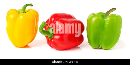 colored peppers over white background Stock Photo