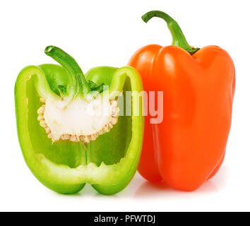 colored peppers over white background Stock Photo