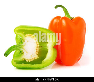 colored peppers over white background Stock Photo