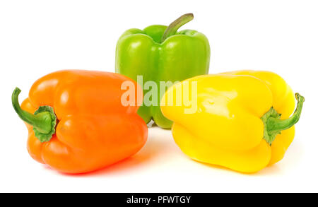 colored peppers over white background Stock Photo