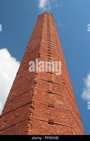high smokestack of red brick hexagon Stock Photo