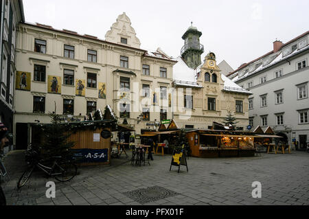 Glockenspielplatz in the main shopping quarter of the old town of Graz in Austria Stock Photo