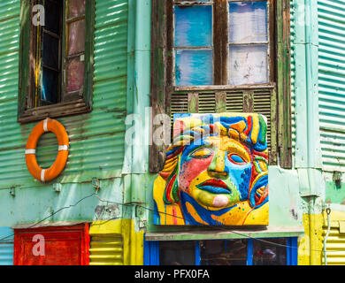 View of the sculpture on the facade of the building, Buenos Aires, Argentina. With selective focus Stock Photo