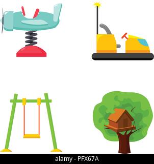 Airplane on a spring, swings and other equipment. Playground set ...